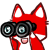 Red Fox espiar com binóculos